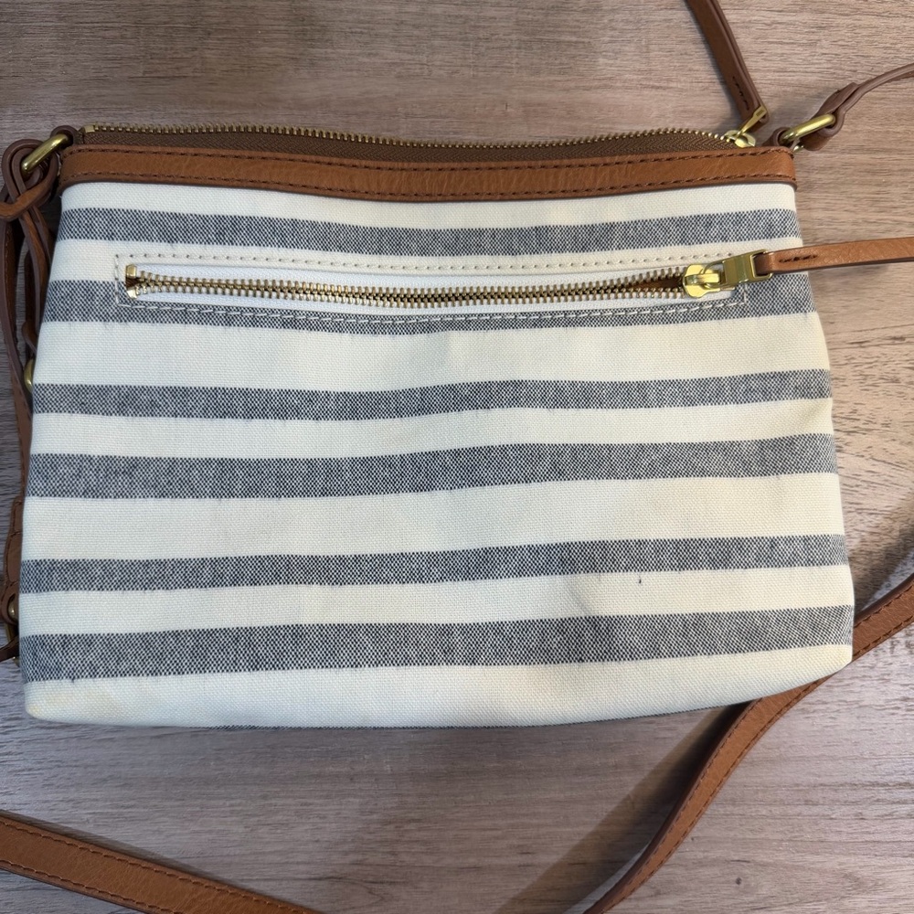 Fossil Fiona Striped Crossbody Bag with Tan Leather Trim - Picture 4 of 12